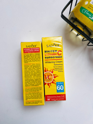 ضدآفتاب ویتامین سی🍊سادور( روشن و سفید کننده) spf 60 حجم ۴۰ میل